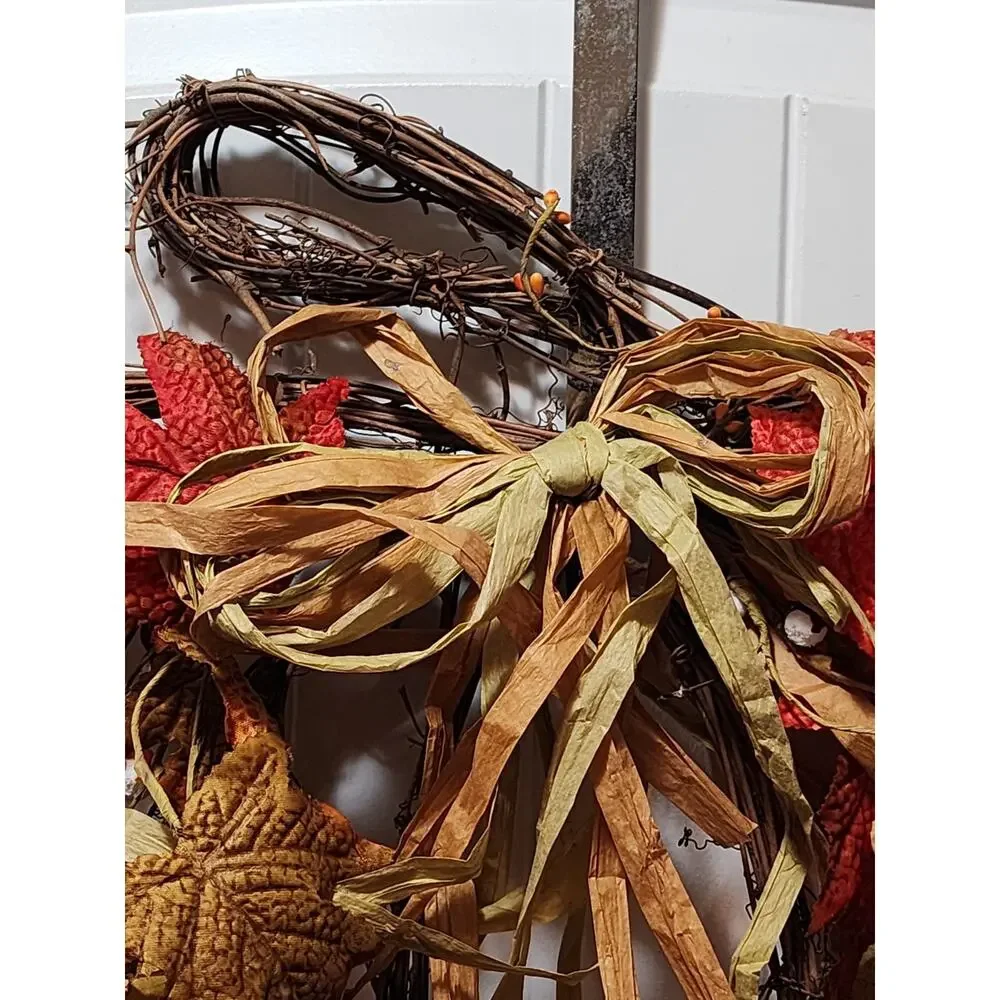 Fall Autumn Grapvine Halloween Pumpkin Wreath Thanksgiving Door Decor 24
